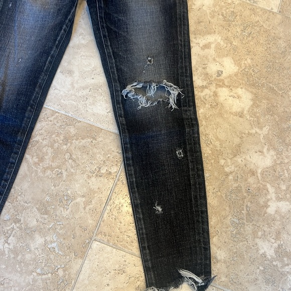 Moussy Vintage Black Glendale Mid Rise Distressed Frayed Hem Cropped Jeans - Picture 6 of 10